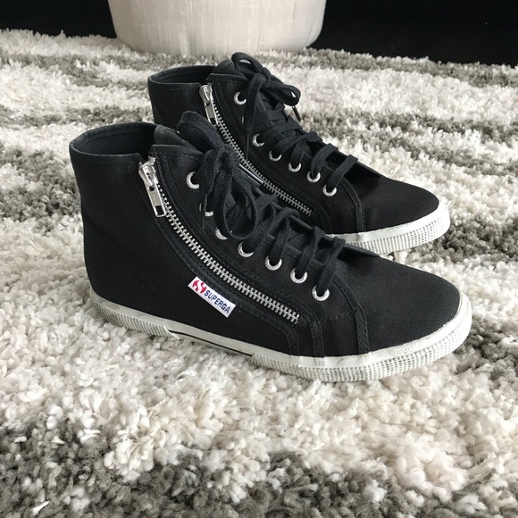 Superga Shoes - NWT Superga Black High Top Ankle Sneakers Size 8.5